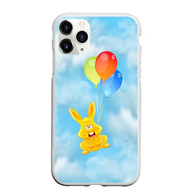 Чехол для iPhone 11 Pro матовый с принтом Харитон на воздушных шариках в Кировске, Силикон |  | воздушные шары | детям | желейный заяц | зайчики | заяц | заяц харитон | звери | кролик | небо | харитошка