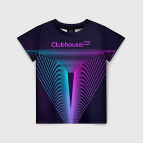 Детская футболка 3D с принтом clubhouse в Кировске, 100% гипоаллергенный полиэфир | прямой крой, круглый вырез горловины, длина до линии бедер, чуть спущенное плечо, ткань немного тянется | clubhouse | клабхаус | сеть | социальная