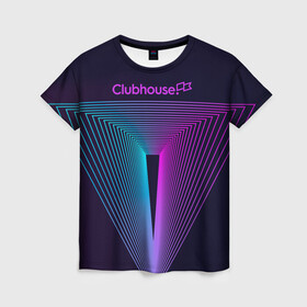 Женская футболка 3D с принтом clubhouse в Кировске, 100% полиэфир ( синтетическое хлопкоподобное полотно) | прямой крой, круглый вырез горловины, длина до линии бедер | clubhouse | клабхаус | сеть | социальная