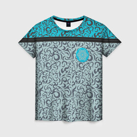 Женская футболка 3D с принтом Снежный вихрь (Скин CSGO) в Кировске, 100% полиэфир ( синтетическое хлопкоподобное полотно) | прямой крой, круглый вырез горловины, длина до линии бедер | cs | go | вихрь | го | кс | скин | снежинка | снежный | узор