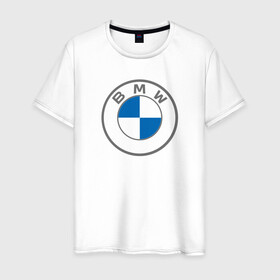 Мужская футболка хлопок с принтом BMW в Кировске, 100% хлопок | прямой крой, круглый вырез горловины, длина до линии бедер, слегка спущенное плечо. | bavaria | bayerische motoren werke | bmw | bmw ag | bmw logo | баварец | беха | бнв | бумер | бэха