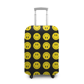 Чехол для чемодана 3D с принтом Смайлики в Кировске, 86% полиэфир, 14% спандекс | двустороннее нанесение принта, прорези для ручек и колес | emoji | smile | sticker | грусть | любовь | печаль | плачь | смайлики | стикеры | текстура | улыбка | эмоджи | эмодзи