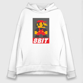 Женское худи Oversize хлопок с принтом 8 bit в Кировске, френч-терри — 70% хлопок, 30% полиэстер. Мягкий теплый начес внутри —100% хлопок | боковые карманы, эластичные манжеты и нижняя кромка, капюшон на магнитной кнопке | 8 бит | mario | денди | игра | марио | олд | персонаж | ретро | сега