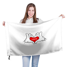 Флаг 3D с принтом люблю в Кировске, 100% полиэстер | плотность ткани — 95 г/м2, размер — 67 х 109 см. Принт наносится с одной стороны | all you need is love | i love myself | love | love me | one love