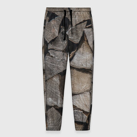 Мужские брюки 3D с принтом ДРОВА в Кировске, 100% полиэстер | манжеты по низу, эластичный пояс регулируется шнурком, по бокам два кармана без застежек, внутренняя часть кармана из мелкой сетки | деревня | дерево | дрова | палено