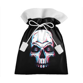 Подарочный 3D мешок с принтом Glitch Skull в Кировске, 100% полиэстер | Размер: 29*39 см | Тематика изображения на принте: art | dead | death | ghost | glitch | neon | skeleton | skull | skulls | арт | глитч | глич | неон | призрак | скелет | череп | черепа