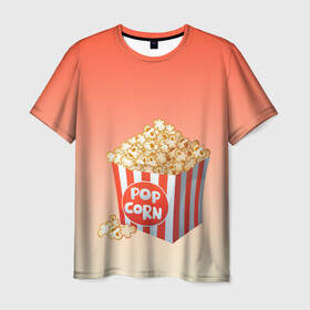 Мужская футболка 3D с принтом попкорн рисунок в Кировске, 100% полиэфир | прямой крой, круглый вырез горловины, длина до линии бедер | вкусняшка | воздушная кукуруза | еда | кино | кинопросмотр | киносеанс | кинотеатр | попкорн