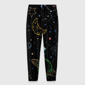 Мужские брюки 3D с принтом Galaxy в Кировске, 100% полиэстер | манжеты по низу, эластичный пояс регулируется шнурком, по бокам два кармана без застежек, внутренняя часть кармана из мелкой сетки | galaxy | sky | sun | the earth