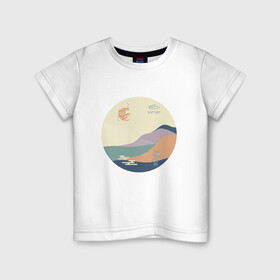 Детская футболка хлопок с принтом Японский минимализм в Кировске, 100% хлопок | круглый вырез горловины, полуприлегающий силуэт, длина до линии бедер | азиатский | арт | минимализм | пейзаж | природа | рисунок | хипстер | японский