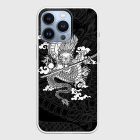 Чехол для iPhone 13 Pro с принтом ДРАКОН | DRAGON в Кировске,  |  | anime | china | dragon | japan | katana | samurai | smoke | snake | sword | tattoo | аниме | дракон | дым | змей | катана | китай | меч | самурай | тату | татуировка | япония
