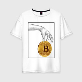 Женская футболка хлопок Oversize с принтом BITCOIN CRYPTOCURRENCE (Z) в Кировске, 100% хлопок | свободный крой, круглый ворот, спущенный рукав, длина до линии бедер
 | binance coin | bitcoin | blockchain | btc | cardano | crypto | ethereum | litecoin | polkadot | tether | xrp | биткоин | блокчейн | валюта | деньги | криптовалюта | майнер | майнинг | цифровая валюта | цифровое золото | эфир