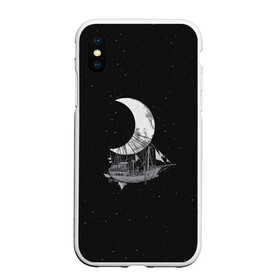 Чехол для iPhone XS Max матовый с принтом Moon Ship в Кировске, Силикон | Область печати: задняя сторона чехла, без боковых панелей | drift | drifting | float | floating | galaxy | milky | moon | planet | ship | space | spaceship | star | suit | surfing | to | travel | way | галактика | дрейф | звезда | корабль | космический | космонавт | космос | луна | млечный | планета | путешествие 