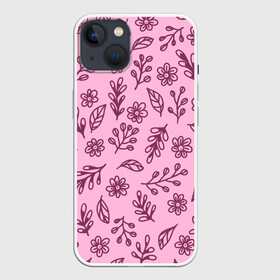 Чехол для iPhone 13 с принтом Hello Spring в Кировске,  |  | casual | flowers | pink | summer | букет | бутоны | весна | ветки | девушкам | декор | лепестки | лето | листья | нежные | орнамент | поляна | природа | растения | рисунок | розовый узор | ромашки | текстура | узор