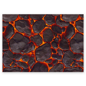 Поздравительная открытка с принтом ЛАВА | LAVA в Кировске, 100% бумага | плотность бумаги 280 г/м2, матовая, на обратной стороне линовка и место для марки
 | burnin | fire | flame | grunge | lava | lawa | гранж | земля | красная | красный | лава | неон | неоновая | огонь | паттерн | пламя | плита | плиты | природа | текстура | текстуры | трещины