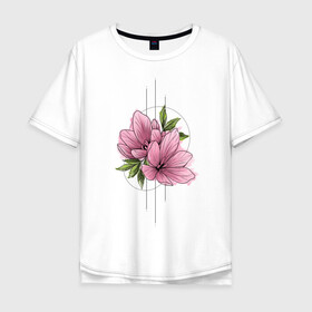 Мужская футболка хлопок Oversize с принтом Watercolour flowers в Кировске, 100% хлопок | свободный крой, круглый ворот, “спинка” длиннее передней части | 8 марта | girl | woman | бабушка | весна | девушкам | девушке | девушки | женский | листья | мама | март | подарок | тренд | цветочки | цветы