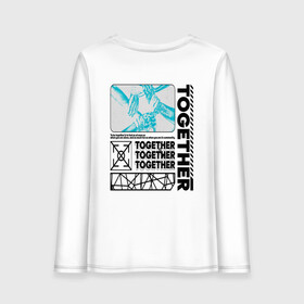 Женский лонгслив хлопок с принтом All Together в Кировске, 100% хлопок |  | lettering | off white | together | вместе | надписи | надпись | символы | сообщение | текст | фраза | цитаты