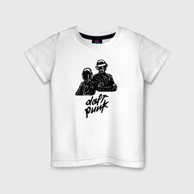 Детская футболка хлопок с принтом Daft Punk в Кировске, 100% хлопок | круглый вырез горловины, полуприлегающий силуэт, длина до линии бедер | Тематика изображения на принте: daft punk | electro music | electronic | дафт панк | диско | музыка | ретро | хаус | электро | электроника