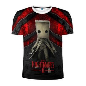 Мужская футболка 3D спортивная с принтом Little Nightmares 2 в Кировске, 100% полиэстер с улучшенными характеристиками | приталенный силуэт, круглая горловина, широкие плечи, сужается к линии бедра | little nightmares | игра | страшилка | страшная игра | ужас | хоррор