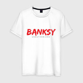 Мужская футболка хлопок с принтом Banksy в Кировске, 100% хлопок | прямой крой, круглый вырез горловины, длина до линии бедер, слегка спущенное плечо. | art | banksy | street art | арт | бэнкси | граффити | со смыслом | сосмыслом | стритарт