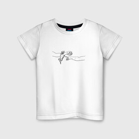Детская футболка хлопок с принтом Котики в Кировске, 100% хлопок | круглый вырез горловины, полуприлегающий силуэт, длина до линии бедер | животные | искусство | кот | котёнок | котик | кошка | руки | сотворение адама