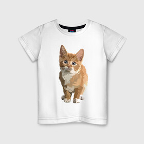 Детская футболка хлопок с принтом Котик в Кировске, 100% хлопок | круглый вырез горловины, полуприлегающий силуэт, длина до линии бедер | Тематика изображения на принте: cat | кот | котенок | котэ | рыжий котик