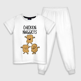Детская пижама хлопок с принтом Веселые наггетсы в Кировске, 100% хлопок |  брюки и футболка прямого кроя, без карманов, на брюках мягкая резинка на поясе и по низу штанин
 | chicken nuggets | еда | живая еда | наггетсы | чикен наггетс