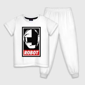 Детская пижама хлопок с принтом Daft Punk в Кировске, 100% хлопок |  брюки и футболка прямого кроя, без карманов, на брюках мягкая резинка на поясе и по низу штанин
 | cyberpunk | daft | daftpunk | electronic | get | guy | guy manuel | human | lucky | music | punk | robot | rock | thomas | дафт | дафтпанк | киберпанк | музыка | ню диско | панк | робот | рок | техно | томас | электро | электроник рок