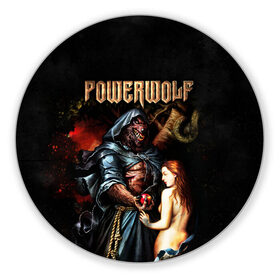 Коврик для мышки круглый с принтом Powerwolf в Кировске, резина и полиэстер | круглая форма, изображение наносится на всю лицевую часть | Тематика изображения на принте: heavy metal | metal | powerwolf | группы | метал | музыка | пауэр метал | рок | хеви метал