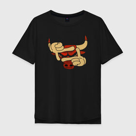 Мужская футболка хлопок Oversize с принтом Чикаго Буллз в Кировске, 100% хлопок | свободный крой, круглый ворот, “спинка” длиннее передней части | Тематика изображения на принте: chicago bulls | nba | баскетбол | быки | нба | чикаго буллз