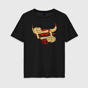Женская футболка хлопок Oversize с принтом Чикаго Буллз в Кировске, 100% хлопок | свободный крой, круглый ворот, спущенный рукав, длина до линии бедер
 | chicago bulls | nba | баскетбол | быки | нба | чикаго буллз