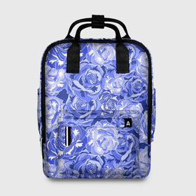 Женский рюкзак 3D с принтом Голубые и синие розы в Кировске, 100% полиэстер | лямки с регулируемой длиной, сверху ручки, чтобы рюкзак нести как сумку. Основное отделение закрывается на молнию, как и внешний карман. Внутри два дополнительных кармана, один из которых закрывается на молнию. По бокам два дополнительных кармашка, куда поместится маленькая бутылочка
 | blue | flora | floral | flower | flowers | romantic | rose | roses | violet | букет роз | букет цветов | бутон | бутоны | день женщин | для девушек | для женщин | женский день | праздник | роза | романтика | садовая роза | флора