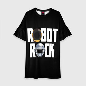 Детское платье 3D с принтом Robot Rock в Кировске, 100% полиэстер | прямой силуэт, чуть расширенный к низу. Круглая горловина, на рукавах — воланы | cyberpunk | daft | daftpunk | electronic | get | guy | guy manuel | human | lucky | music | punk | robot | rock | thomas | дафт | дафтпанк | киберпанк | музыка | ню диско | панк | робот | рок | техно | томас | электро | электроник рок