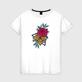 Женская футболка хлопок с принтом Flowers в Кировске, 100% хлопок | прямой крой, круглый вырез горловины, длина до линии бедер, слегка спущенное плечо | flo | flowers | растения | флористика | цветение | цветы