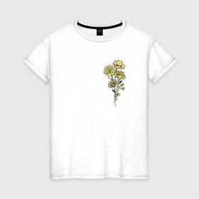 Женская футболка хлопок с принтом Flo в Кировске, 100% хлопок | прямой крой, круглый вырез горловины, длина до линии бедер, слегка спущенное плечо | flo | flowers | растения | флористика | цветение | цветы