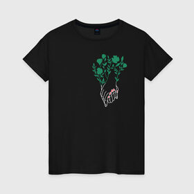 Женская футболка хлопок с принтом Flo в Кировске, 100% хлопок | прямой крой, круглый вырез горловины, длина до линии бедер, слегка спущенное плечо | flo | flowers | растения | флористика | цветение | цветы