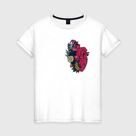 Женская футболка хлопок с принтом Heart в Кировске, 100% хлопок | прямой крой, круглый вырез горловины, длина до линии бедер, слегка спущенное плечо | flo | flowers | растения | флористика | цветение | цветы