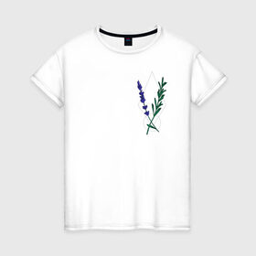 Женская футболка хлопок с принтом Лаванда в Кировске, 100% хлопок | прямой крой, круглый вырез горловины, длина до линии бедер, слегка спущенное плечо | flo | flowers | растения | флористика | цветение | цветы