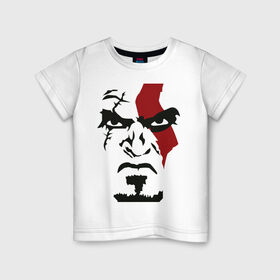 Детская футболка хлопок с принтом Кратос - Бог войны - Kratos в Кировске, 100% хлопок | круглый вырез горловины, полуприлегающий силуэт, длина до линии бедер | game | god of war | kratos | бог войны | злость | игра | контуры | кратос | лицо