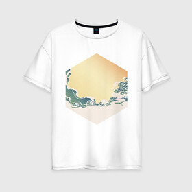 Женская футболка хлопок Oversize с принтом Минималистичный арт природа в Кировске, 100% хлопок | свободный крой, круглый ворот, спущенный рукав, длина до линии бедер
 | абстракция | азиатский | арт | минимализм | пейзаж | природа | рисунок | хипстер | японский