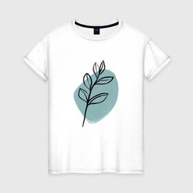 Женская футболка хлопок с принтом Ботаническая абстракция в Кировске, 100% хлопок | прямой крой, круглый вырез горловины, длина до линии бедер, слегка спущенное плечо | абстракция | минимализм | растение | растения | современное искусство