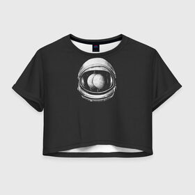 Женская футболка Crop-top 3D с принтом Asstronaut в Кировске, 100% полиэстер | круглая горловина, длина футболки до линии талии, рукава с отворотами | drift | drifting | float | floating | galaxy | milky | moon | planet | ship | space | spaceship | star | suit | surfing | to | travel | way | галактика | дрейф | звезда | корабль | космический | космонавт | космос | луна | млечный | планета | путешествие 