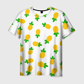 Мужская футболка 3D с принтом Ананасы  в Кировске, 100% полиэфир | прямой крой, круглый вырез горловины, длина до линии бедер | ананас | ананасы | фрукты | химии | яркий принт | яркое
