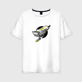 Женская футболка хлопок Oversize с принтом Барбершоп в Кировске, 100% хлопок | свободный крой, круглый ворот, спущенный рукав, длина до линии бедер
 | акула | барбершоп | зубастик | машинка для стрижки волос | ракета | рисунок