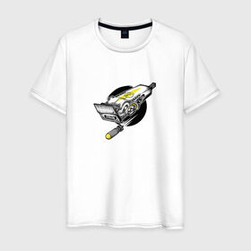 Мужская футболка хлопок с принтом Барбершоп в Кировске, 100% хлопок | прямой крой, круглый вырез горловины, длина до линии бедер, слегка спущенное плечо. | акула | барбершоп | зубастик | машинка для стрижки волос | ракета | рисунок
