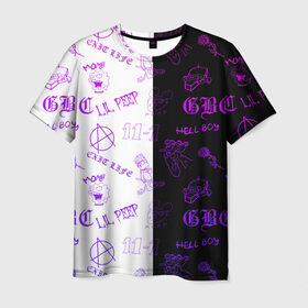 Мужская футболка 3D с принтом LIL PEEP в Кировске, 100% полиэфир | прямой крой, круглый вырез горловины, длина до линии бедер | lil peep | lil prince | pink | зарубежная музыка | лил пип | маленький принц