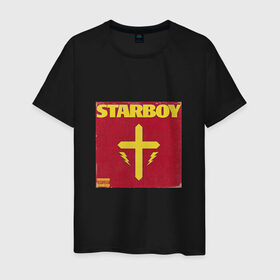 Мужская футболка хлопок с принтом The Weeknd STARBOY в Кировске, 100% хлопок | прямой крой, круглый вырез горловины, длина до линии бедер, слегка спущенное плечо. | Тематика изображения на принте: starboy | the weeknd | xo | старбой