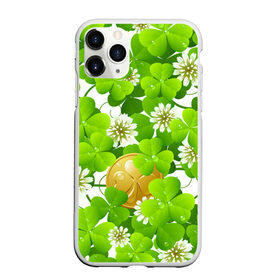 Чехол для iPhone 11 Pro Max матовый с принтом Ирландский Клевер и Монетка в Кировске, Силикон |  | день ирландии | зеленая | зеленый | ирландец | ирландская | ирландский | клевер | монета | патрик | с патриком