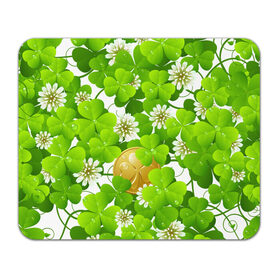 Коврик для мышки прямоугольный с принтом Ирландский Клевер и Монетка в Кировске, натуральный каучук | размер 230 х 185 мм; запечатка лицевой стороны | день ирландии | зеленая | зеленый | ирландец | ирландская | ирландский | клевер | монета | патрик | с патриком