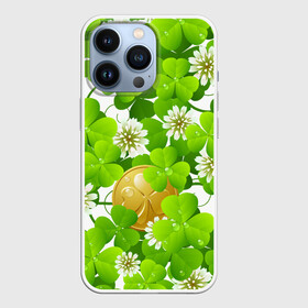 Чехол для iPhone 13 Pro с принтом Ирландский Клевер и Монетка в Кировске,  |  | день ирландии | зеленая | зеленый | ирландец | ирландская | ирландский | клевер | монета | патрик | с патриком