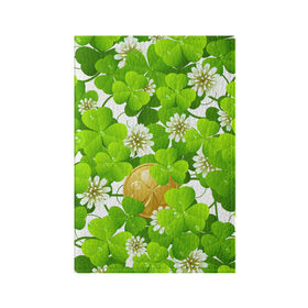 Обложка для паспорта матовая кожа с принтом Ирландский Клевер и Монетка в Кировске, натуральная матовая кожа | размер 19,3 х 13,7 см; прозрачные пластиковые крепления | Тематика изображения на принте: день ирландии | зеленая | зеленый | ирландец | ирландская | ирландский | клевер | монета | патрик | с патриком